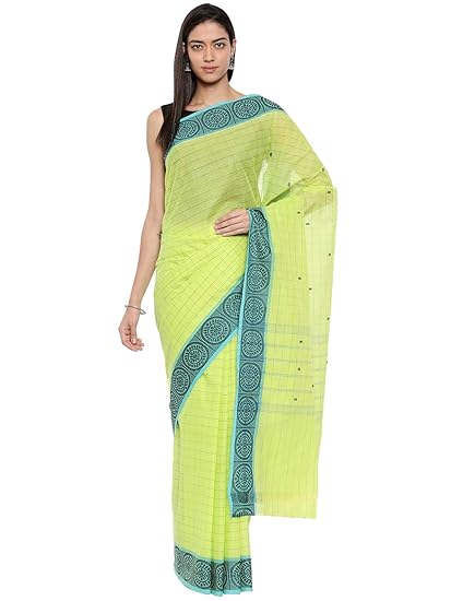 Womens Chettinad Pure Cotton Saree With Running Blouse Piece (CCOPSC9200_Lime Green)