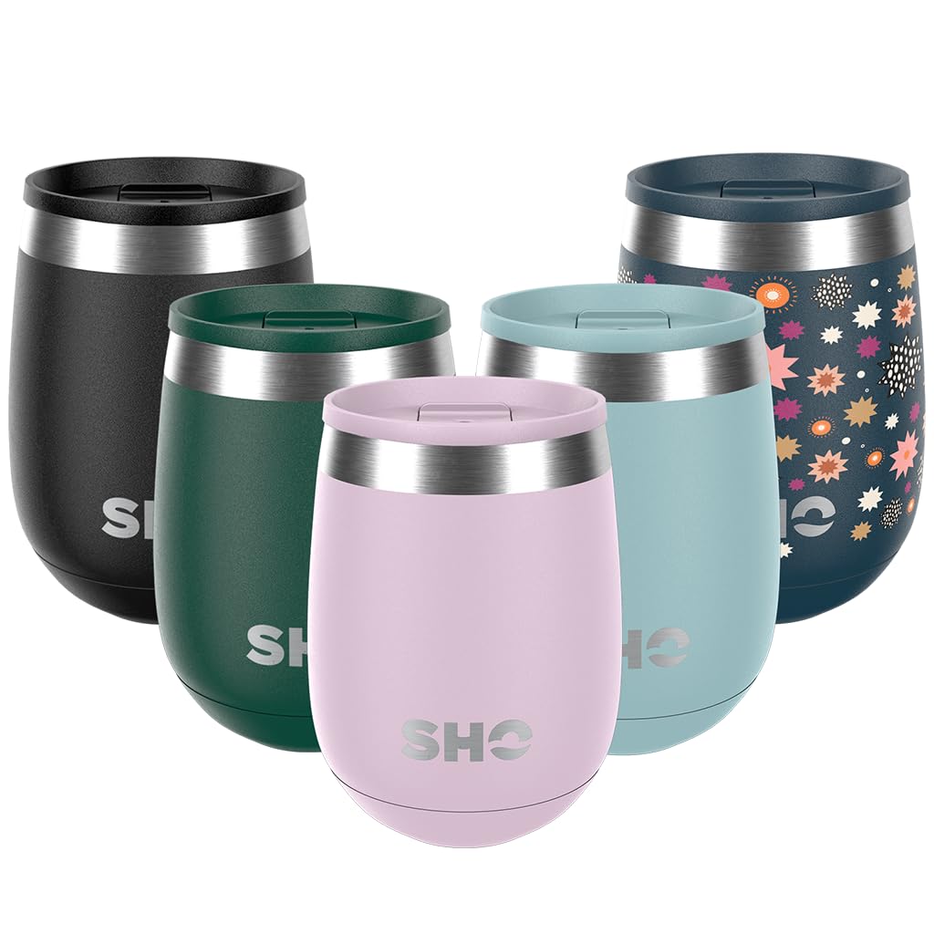 SHO Pacto - Ultimate Insulated Stainless Steel Reusable Coffee Cup & Stemless Wine Tumbler - 4 Hours Hot, 8 Hours Cold - 360ml - BPA Free (Pale Lavender, 360ml)