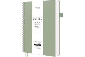 RETTACY Dotted Journal Notebook, 300 Pages, A4 Large Size (21 x 28 cm), 100 GSM Thick Paper, Flexible Plastic Cover, Spiral-b