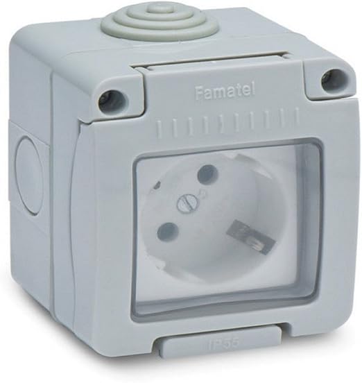 Famatel M111835 - Base enchufe toma tierra estanco 16a: Amazon.es: Bricolaje y herramientas