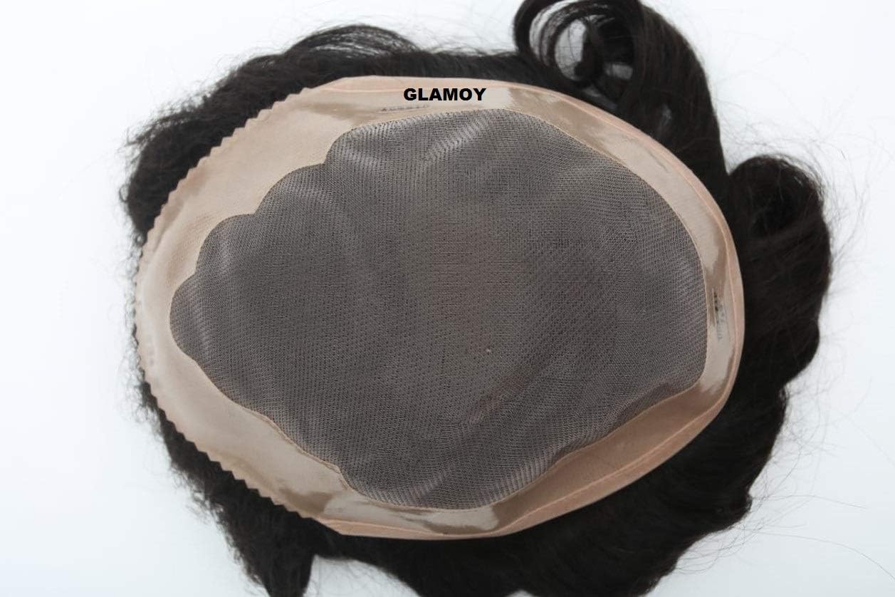 Glamoy USA Mono Hair Wig/Men's Hair Toupee/Hair Patch (8x10", Black)