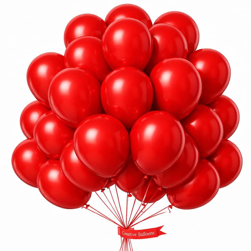 Red Balloon 10 inch Pack of 25 Plain Party Balloons Red Balloon for Theme Party Decorations Graduation Valentines Day Birthday Party Proposal Wedding Baby Shower Anniversary Decoration Balloons