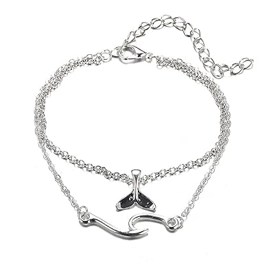 Amazoncom Bohemian Ocean Wave Whale Tail Anklet Bracelets