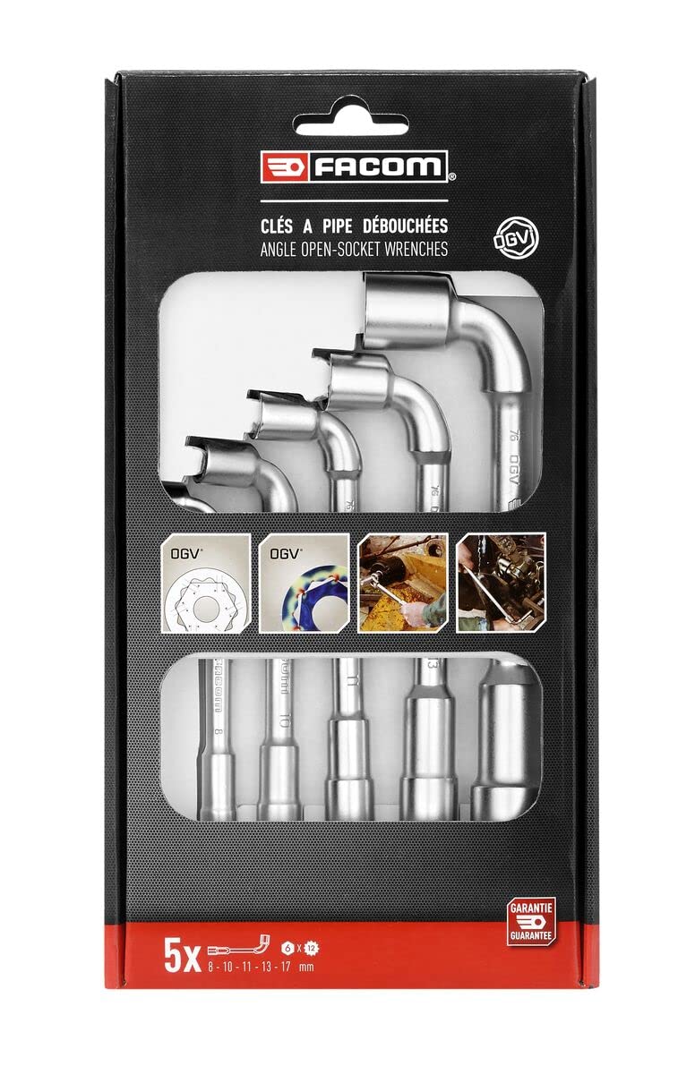 FACOM Set of 5 High Performance 76.J5PB 12-Point Profile Opened Pipe Wrenches x 6-Point