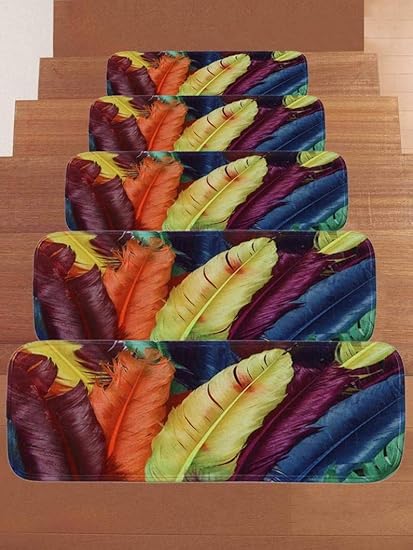 Staron Carpet Stair Mat 5Pcs/Set Stair Tread Mats S Resistant Coral Fleece Backing Non Slip Carpet Stair Treads Area Rug 8.6X27.5 One Size H