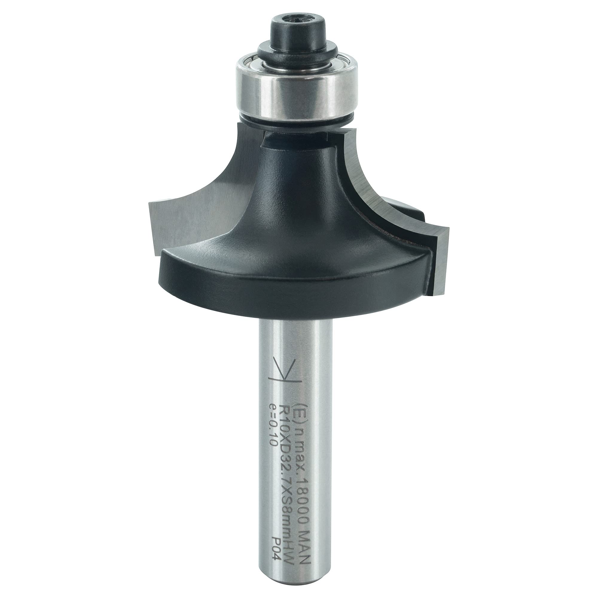ENT 14296 Rounding Over Cutter TC Shank (S) 8 mm, Diameter (D) 32,7 mm, NL 16 mm, R 10 mm, SL 32 mm, with Ball Bearing