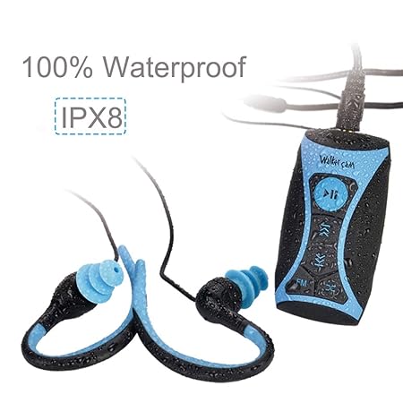 Schwimmen MP3-Player IPX8 Digitaler Unterwasser-Audioplayer mit langem Akku, Wasserdichten Kopfhörerkopfhörern und UKW-Radio,