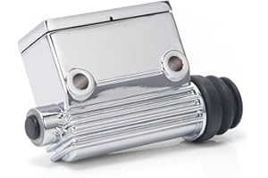 KiWAV Rear Master Cylinder Brake 3/4" Bore Chrome Billet compatible for Harley OEM# 42454-80A, 42453-80A, 41754-79A