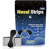 60ct Nasal Strips for Snoring,Extra Strength Nasal Strips for Breathing,Hypoallergenic Strong Nasal Strips Tape, Boost Oxygen Intake,Improve Sleep Quality,Latex Freee,Skin Safe Nasal Strips - Blue