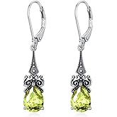 925 Sterling Silver Classic Elegant Vintage Dangle Drop Earrings 10mm Teardrop 12 Months Birthstone Jewelry Gifts for Women