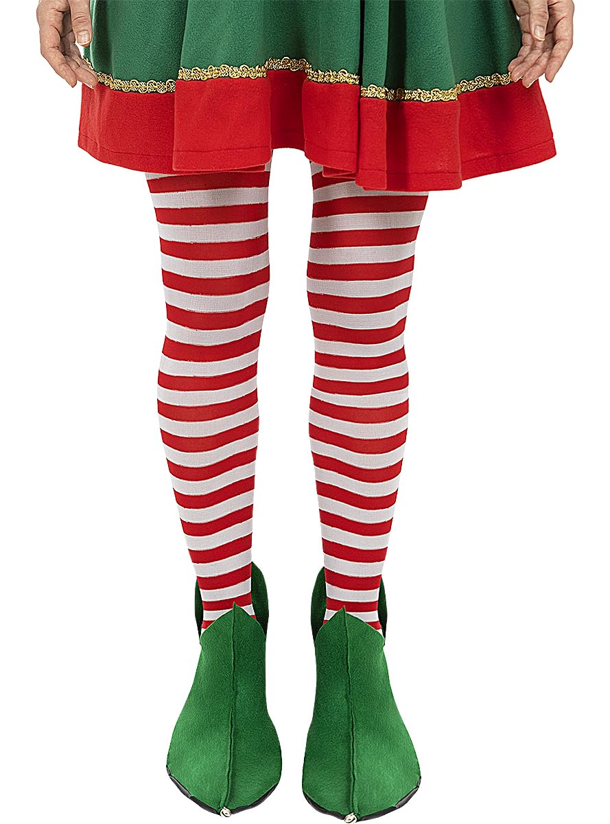 Funidelia | Red and White Striped Elf Tights for woman Christmas Elf - Accessories for adults, fancy dress costumes & props for Halloween, carnival & parties - Red
