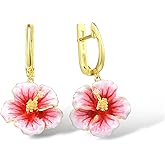 Santuzza Sterling Silver Gemstone Enamel Flower Earrings