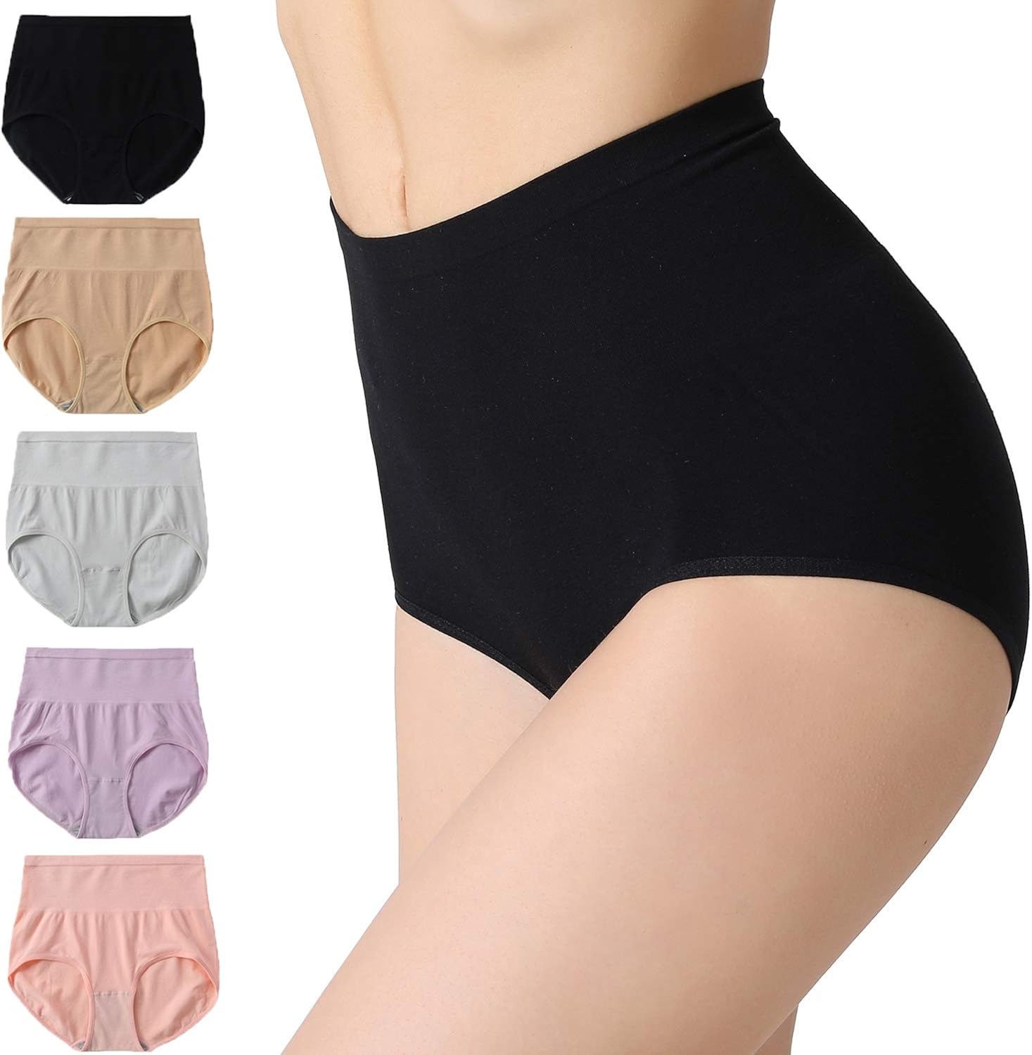 CAIANFEN Womens High Waist Cotton Underwear Soft Breathable Full Coverage Briefs Panties Multipack XS S M L XL at  Women’s Clothing store