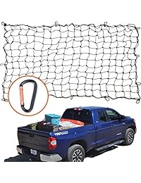 4 x 6 pies Super Duty Bungee Red de carga para camionetas que se estira hasta 8 x12 pies   12 Mosquetones D Clip sin enredos   Malla pequeña de 4 x 4 pulgadas que sujeta las cargas pequeñas y grandes más apretadas