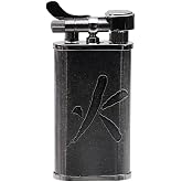 Kiribi Takara Japanese Dual Flame Pipe Lighter - Refillable (Black) | Angled &amp; Adjustable Soft-Flame, Flip Top, Travel Friendly, Uses Butane