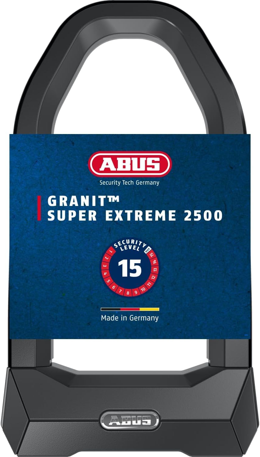 ABUS Bügelschloss Granit Super Extreme 2500/165HB230 - gegen Sägeangriffe mit Winkelschleifern spezialisiertes Fahrradschloss für Fahrrad und E-Bike - Sicherheitslevel 15+, mit USH2500