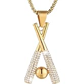 AsAlways Hip Hop Jewelry Iced Out Cross Baseball Bat Pendant Sports 18k Gold Plated Necklace for Men Women