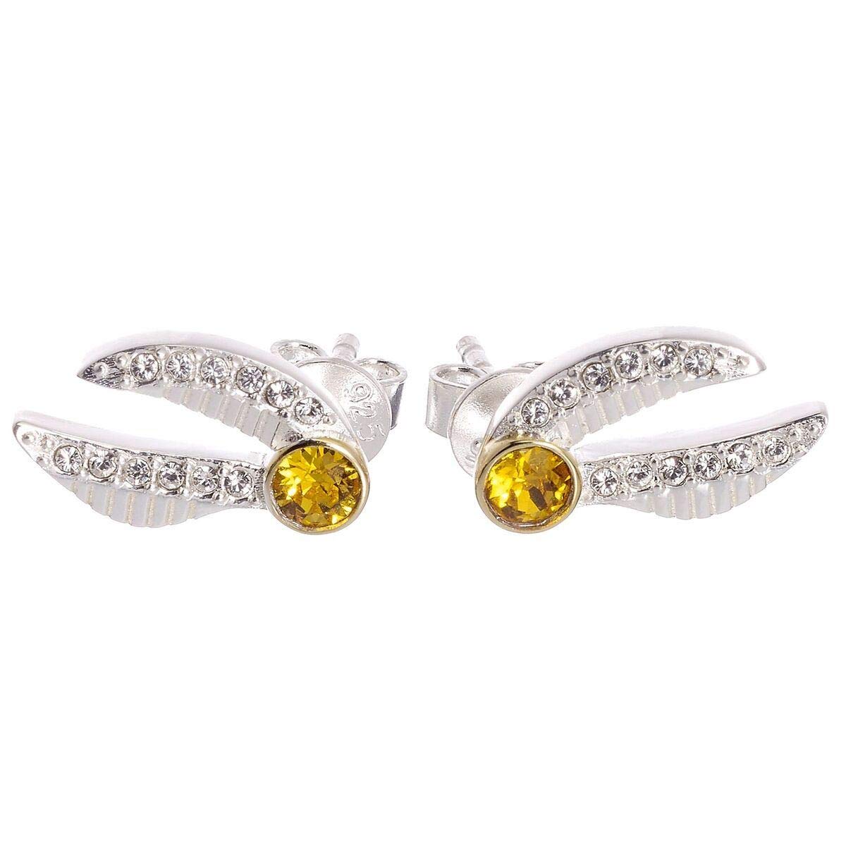 Harry Potter Sterling Silver Golden Snitch Stud Earrings Embellished with Swarovski Crystals