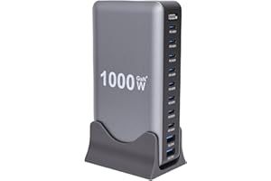 Jectse 1000W USB C Charging Station, Ultra Fast 140W PD PPS GaN III Pro 10 Port Hub with Temperature Control and Surge Preven