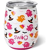 Swig Life Swig 14oz Wine Tumbler | Insulated Wine Tumbler with Lid, Dishwasher Safe, Stainless Steel Wine Tumblers for Women, Insulated Wine Cups, Outdoor Wine Glasses, Travel Wine Glass (Hey Boo)