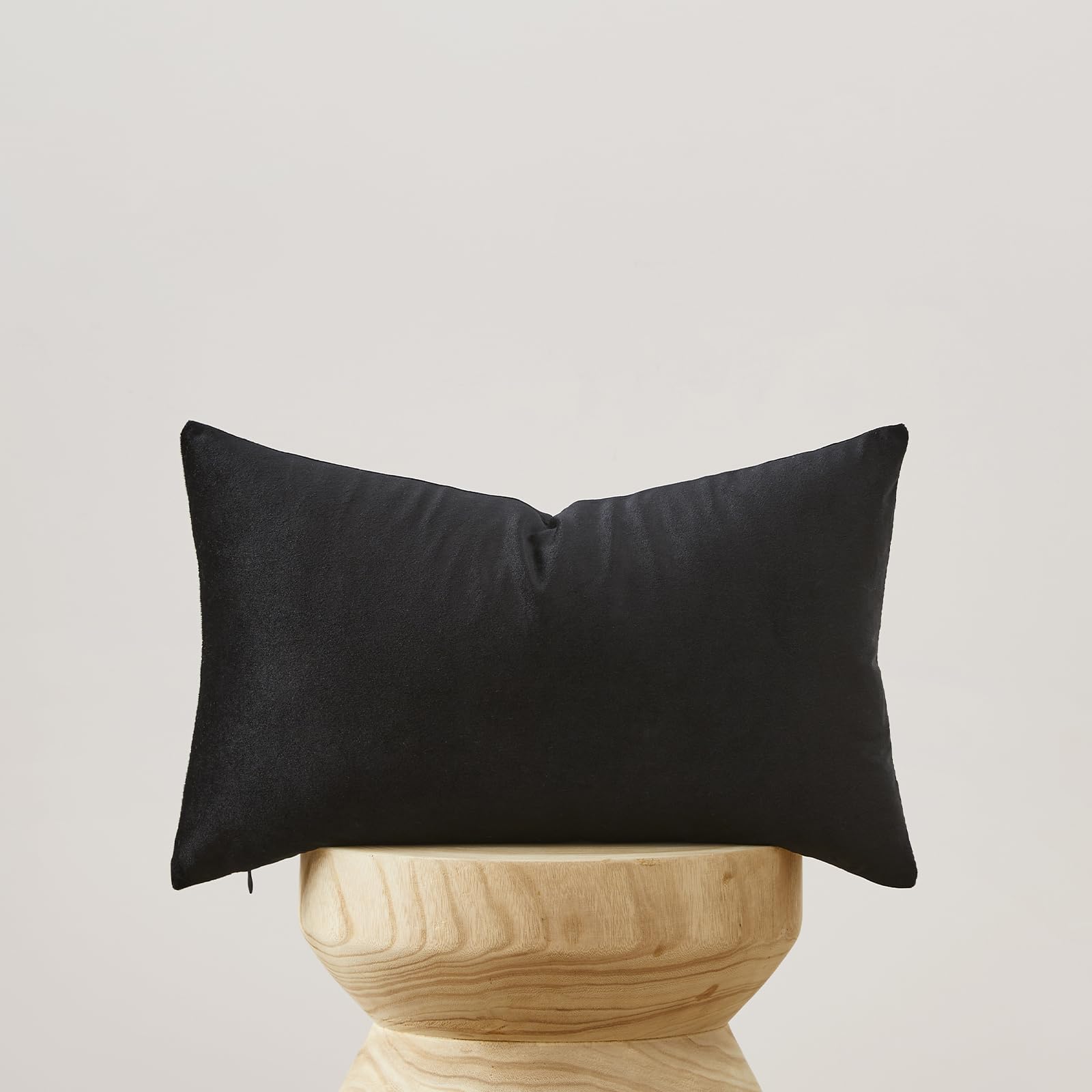 Velvet Black Cushion Covers 12 x 20 Inch Small Square Decorative Throw Pillowcases 30 x 50cm for Sofa Bedroom Living room 2 pack