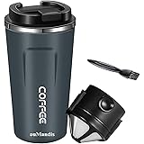 All-in-One Pour Over Travel Mug and Pour Coffee Maker Set, Thermal Mug Insulated with Spill Proof Lid for Travel Car Office C
