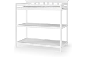 Child Craft Flat Top Infant Changing Table, Water-Resistant Pad and Safety Strap, Anti-Tip Kit Included to Prevent Tipping, Non-Toxic, Baby Safe Finish (Matte White)