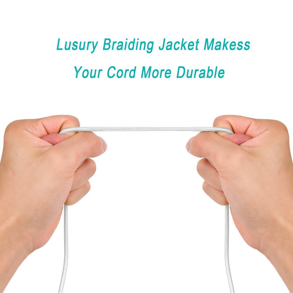 IPhone Charger TIMMY 3Pack 6FT Nylon Braided  Lightning cable certified to charging Cable with charging indictor powerline for iPhone 5/5C/5S/6S/6S PLUS/7/7 plus, iPad Air, and more (silver)