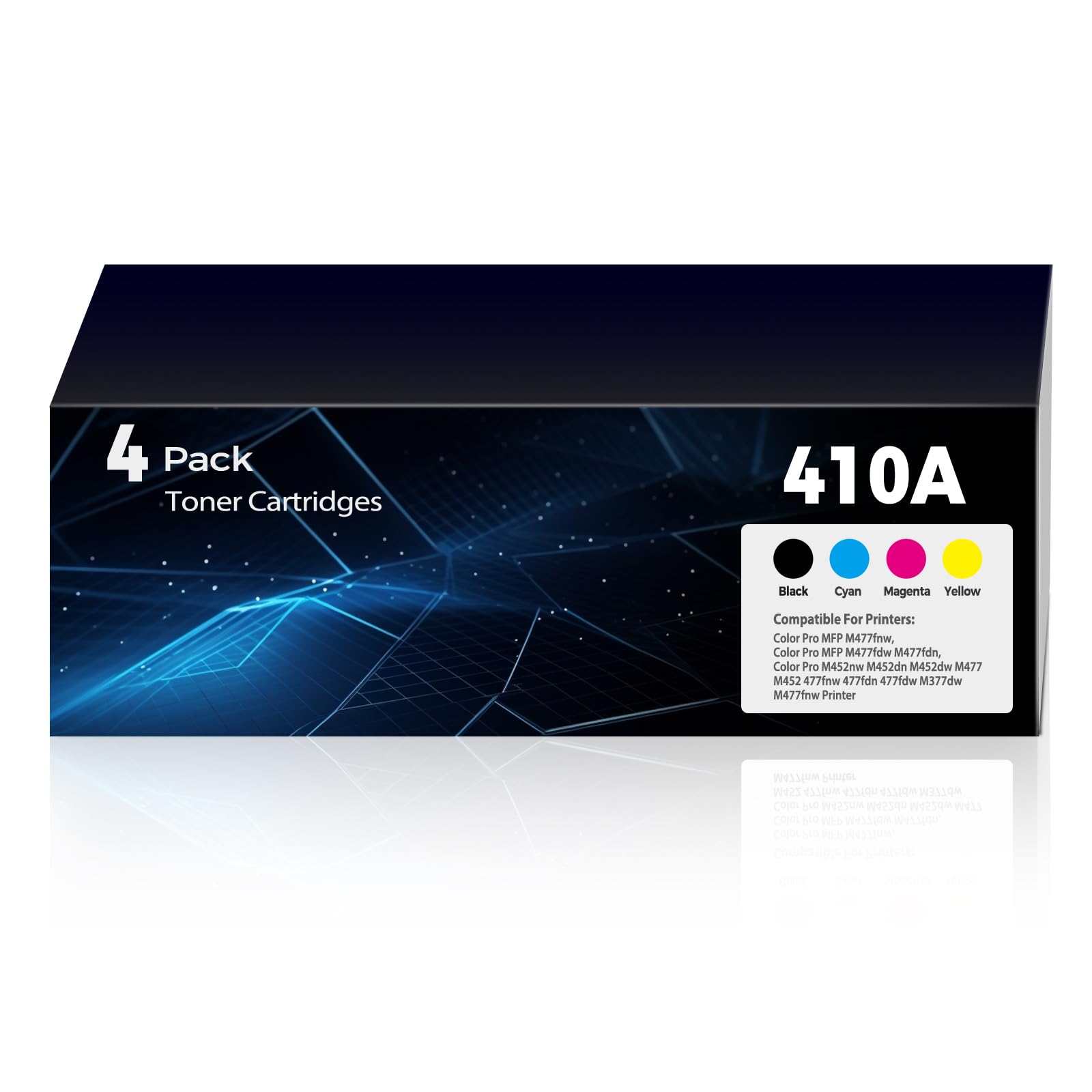Photo 1 of 410A Toner Cartridges Replacement Pro M452 MFP M377 M477 (with Chip) for HP 410A 410X Toner Works for Pro MFP M477fnw,Pro MFP M477fdw M477fdn,Pro MFP M452nw M452dn M452dw M377dw Printer(4-Pack)