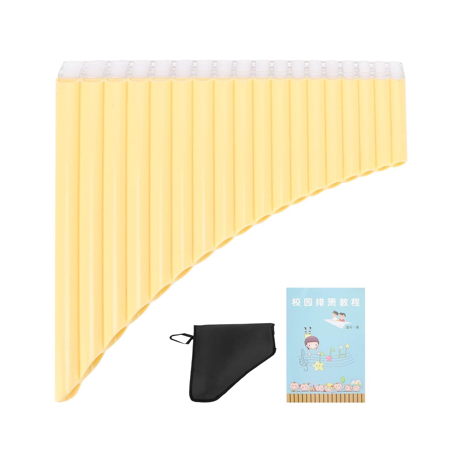 Plastic Pan Flute with Cardboard Carrying Bag, C Key Pan Pipes Easy Learn 18 Pipes Panpipes Chinese Traditional Musical Instruments for Adult Beginner Developing a Sense of Music (Yellow)