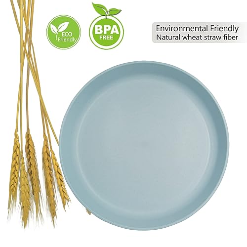 Plastic Plates Reusable 8-Pack Unbreakable Wheat Straw Plates