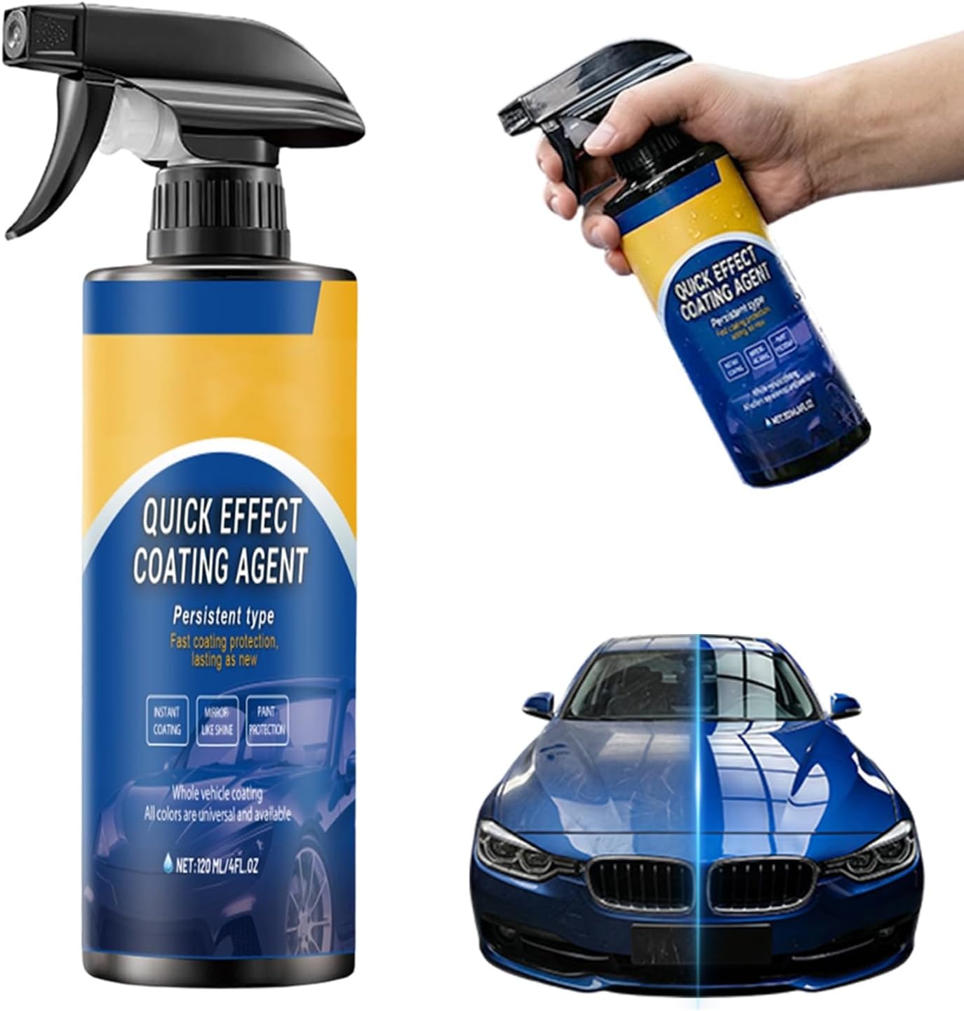 Nitvei Advanced Car Quick-Acting Coating Agent Spray, 2026 New Car Coating Spray for Shine & Protection, Quick Effect Coating Agent for Car, Waterless Wash Oil Film Emulsion Glass Cleaner (1Pcs)
