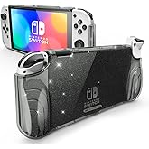 Mumba Case for Nintendo Switch OLED 2021, [Thunderbolt Series] Protective Clear Cover with TPU Grip Compatible with Nintendo New Switch OLED 7 Inch Console and Joy-Con Controller (Shadow)