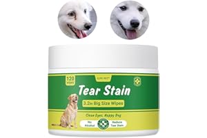 GJYC PET Eyes Wipes for Dogs & Cats - 𝟭𝟮𝟬𝗰𝘁 Gently Remove Tear Stain, Eye Debris, Discharge & Mucus Secretions - aloe vera Pet Cleaning Wash Pads for Eyes, Wrinkle, Face