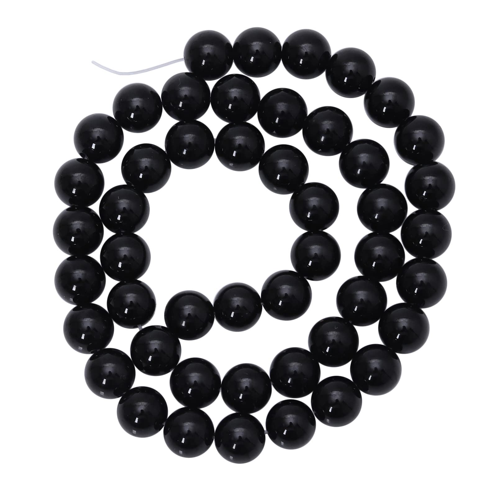Nupuyai Black Agate 8mm Round Crystal Stone Beads for Jewelry Making DIY Bracelet Necklace, Polished Stone Loose Beads Strand 15"