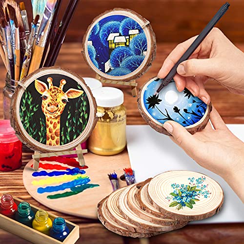 SGRZDQ Unfinished Natural Craft Christmas Ornamengts DIY Crafts, 30 Pcs 2.8-3.1 inches Unfinished Craft Wood kit Predrilled with Hole Wooden Circles(7-8 cm)
