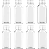 XYSMZM 8 Pcs 8 Oz Juice Bottles Plastic Mini Fridge Bottles, Leak Proof, Beverage Containers for Juice, Smoothie, Milk, White Lid