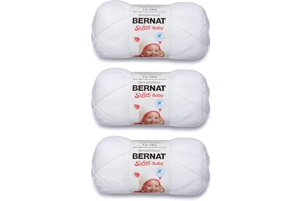 Bernat Softee Baby White Yarn - 3 Pack of 141g/5oz - Acrylic - 3 DK (Light) - 362 Yards - Knitting/Crochet