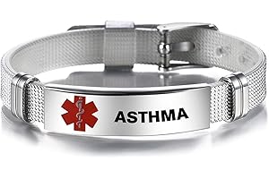 NARTGO Red Medical Alert ID Emergency Bracelet for Women Men's First Aid Seniors Health Alarm Stainless Steel Plate Adjustable PVC Band Bracelets