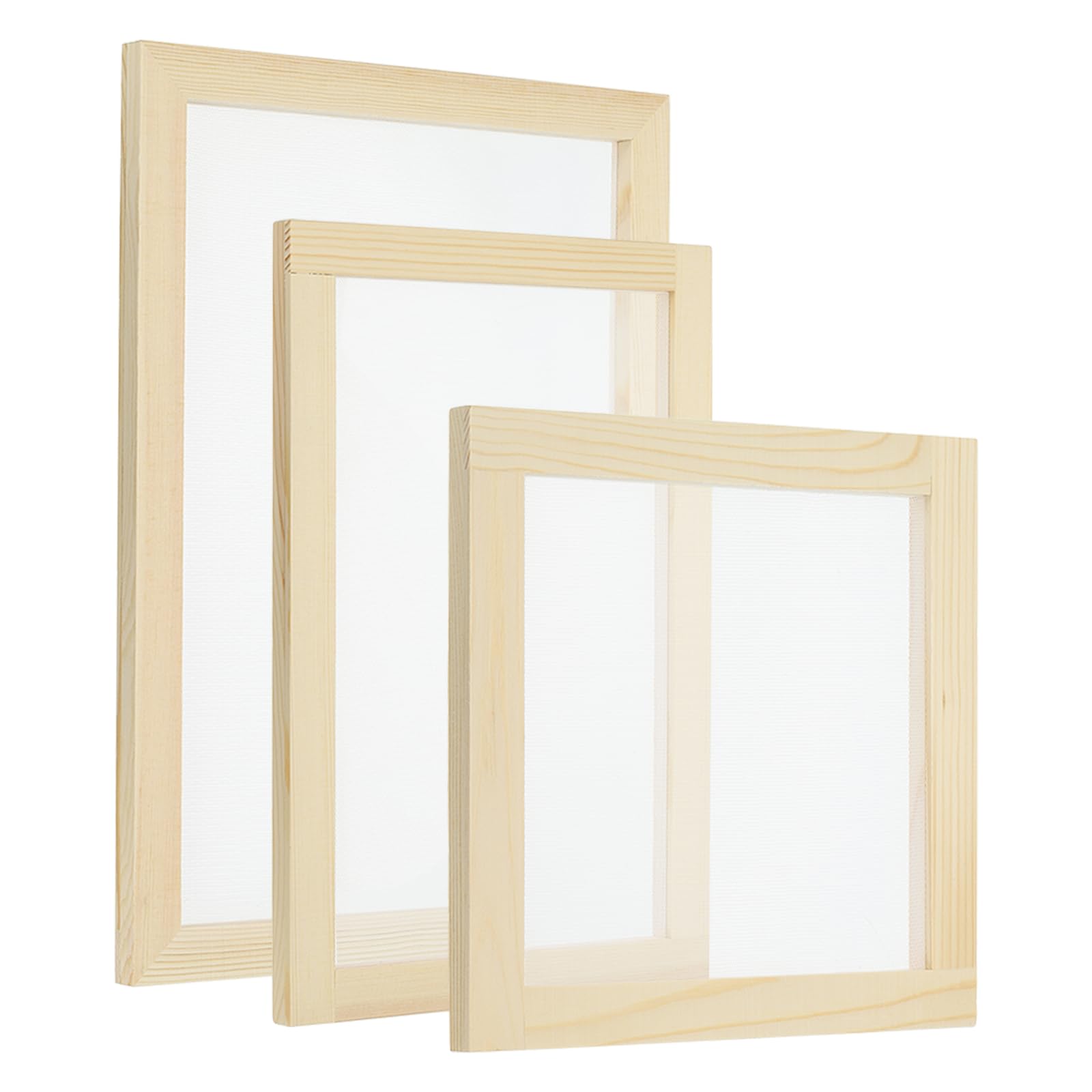 PATIKIL Wooden Paper Making Screen, 3 Pack Paper Making Mould Frame Papermaking Mould Deckle for DIY Paper Craft Dried Flower Handcraft, 3 Size