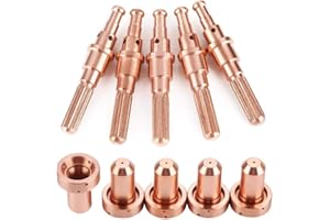 5PCS 9-8215 Electrode + 5PCS 9-8210 Nozzle Tips, Plasma Torch Consumable for Thermal Dynamics SL60/100 Plasma Cutter Accessor