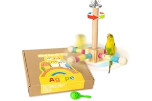 Agape Bird Perch Toy, Parrot 360° Interactive Rotating Toy, Bird Cage Accessories for small and medium Parrots to Expend Ener