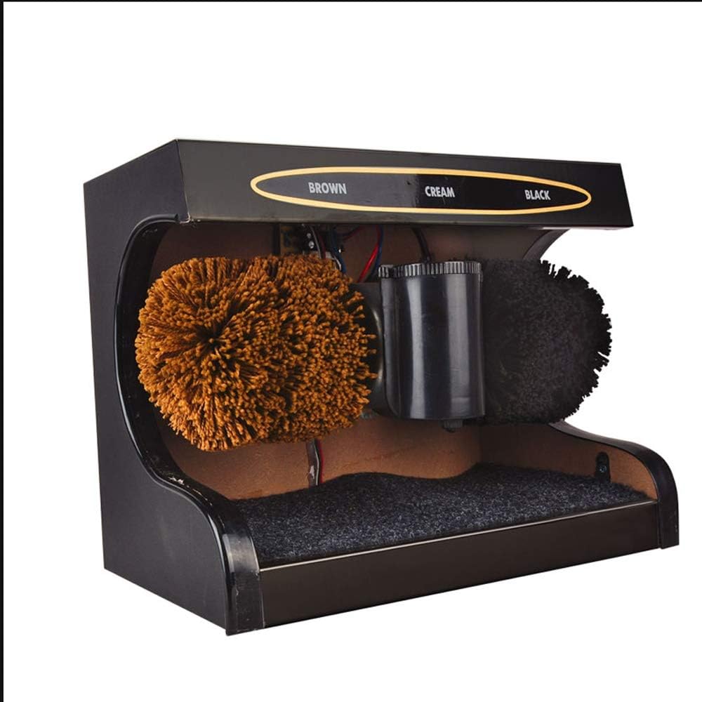 Zhenxinshiyi Automatic Shoe Shining Machine Automatic Household Common Small Electric Brush Shoe Machine Automatic Shoe Shine Machine No Glue No Paint Dust Removal Polishing (Color : Black)