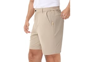 LUSHENUNI Men’s Golf Shorts Stretch Quick Dry 7” Lightweight Hiking Casual Dress Athletic Shorts with Zipper Pockets