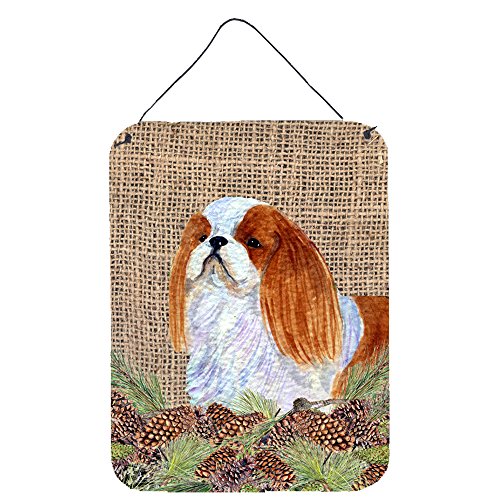 Caroline's Treasures SS4096DS1216 English Toy Spaniel on Faux Burlap with Pine…