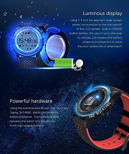 Smart Watch Waterproof IP68 Sport Watch Silicon Rubber Watchband eSmart Fitness Bracelet Support SMS/Altimeter/Pedometer/Barometer/UV /Sleep Monitor/Remote Camera/Calorie for Android iOS iPhone