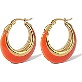 TaYolnFaSo Chunky Enamel Hoop Earrings for Women 18K Gold Plated Colorful Huggie Earrings Enamel Jewelry Valentine's Day Gift for Girlfriend Wife