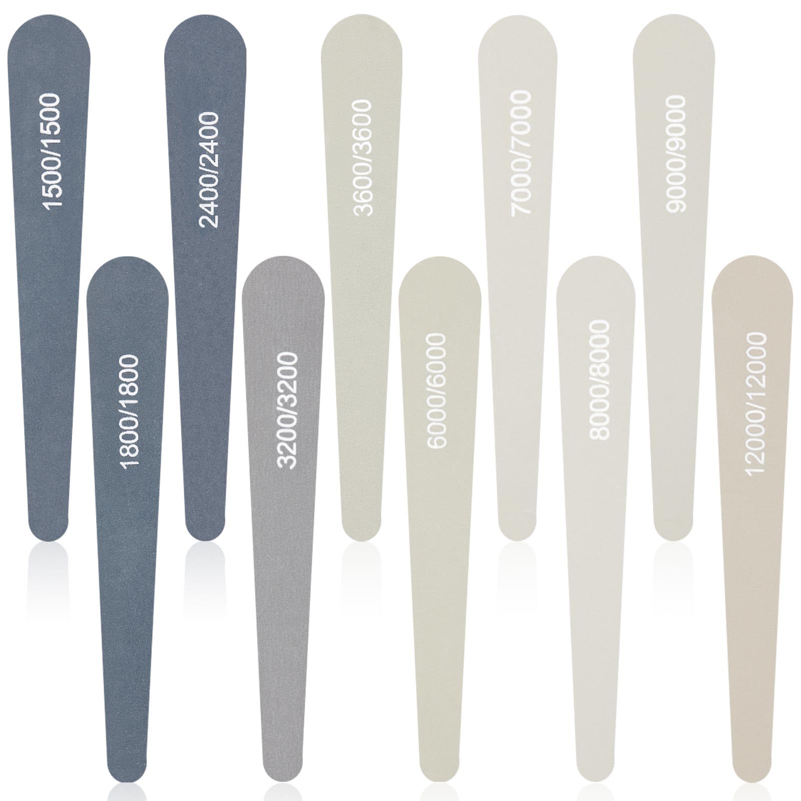 Honoson 10 Pcs Sanding Sticks Buffing Sanding Sticks for Plastic Models Assorted Grits Crafts Metal Wood Sandpaper Tools(High Grits Rating,Water Drop Style)