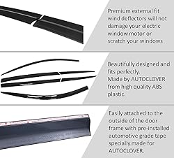 AUTOCLOVER Tape-On Rain Guards Window Visors 6 Pcs