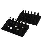 Foraineam 2 Pack Finger Ring Display Black Velvet 18 Slot Jewelry Counter Showcase Storage Organizer Holder